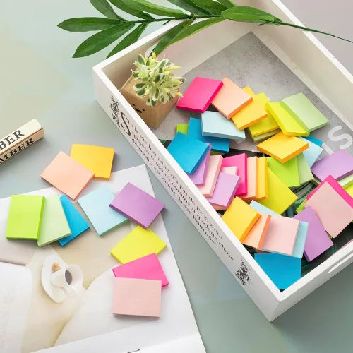 Miniatura 6 de (50 blocs) notas adhesivas de 1.5 x 2, 10 colores de notas autoadhesivas, almohadillas adhesivas, reciclables, autoadhesivas, fáciles de publicar