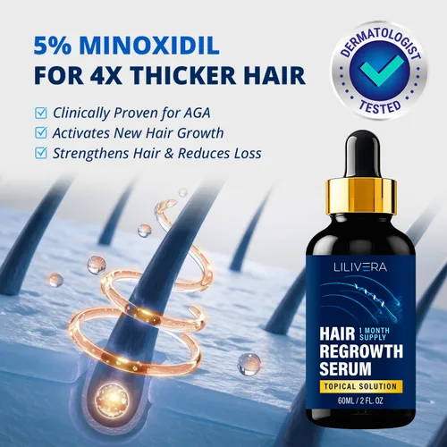 Miniatura 2 de Kit de crecimiento de cabello y barba de minoxidil al 5%: suero tópico de minoxidil extra fuerte para el crecimiento del cabello para adelgazar
