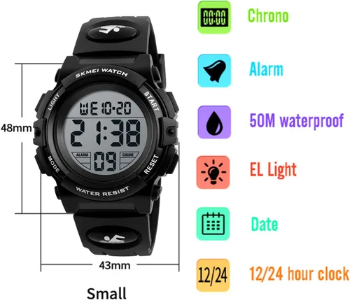 Miniatura 6 de Dayllon Kids Digital Watch Boys Outdoor Sports 50M Waterproof Girls Watches Alarm Clock 1224 H Stopwatch Calendar for Ages 3-15 Boy Girl Wristwatch