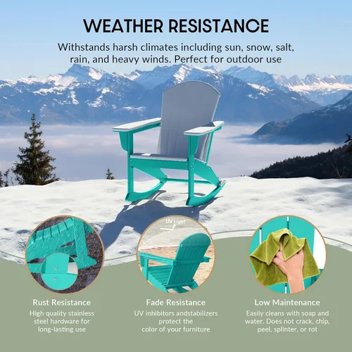 Miniatura 81 de WestinTrends Silla mecedora Malibu de poliéster para exterior/patio Adirondack, Negra