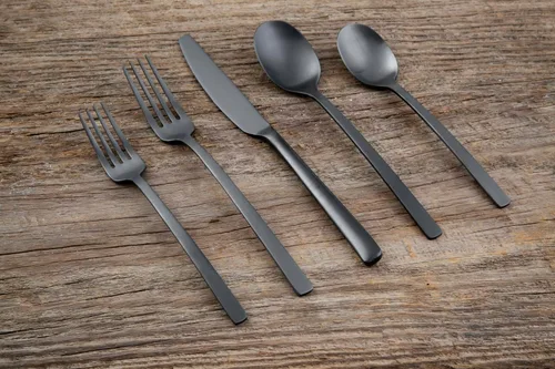 Miniatura 4 de Cambridge Beacon Black Satin - Juego de cubiertos de 20 piezas, acero inoxidable 18/0, apto para lavavajillas, utensilios de cocina, cuchillos