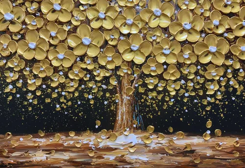 Miniatura 4 de Art8YuQi Pinturas - Arte abstracto contemporáneo Pintura al óleo sobre lienzo Textura 3D Árbol dorado Gary Pintura hecha a mano obra de arte arte