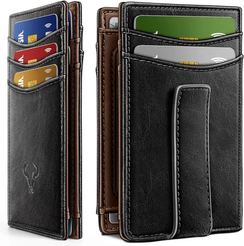 Miniatura 16 de BULLIANT Billetera Airtag para hombre, delgada con clip para dinero, cierre magnético, 12 tarjetas en el bolsillo frontal, bloqueo RFID