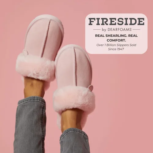 Miniatura 42 de Dearfoams Fireside Sydney Pantuflas anchas de piel de oveja para mujer, para interiores y exteriores