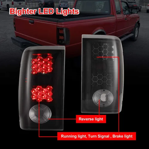Miniatura 6 de Luces traseras Nixon Offroad para Ford Ranger 2001 2002 2003 2004 2005, lente ahumada (ahumado), excluyendo los modelos STX Humo