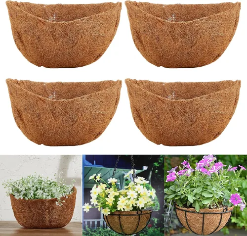 Miniatura 10 de 1 pieza de revestimientos de coco para macetas, revestimientos de repuesto para cestas colgantes, inserto de coco duradero para jardín al aire libre