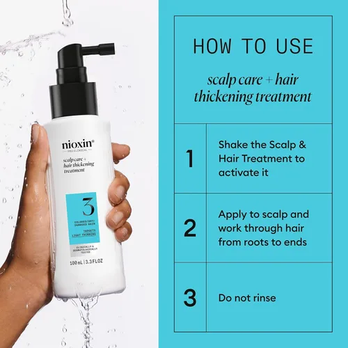 Miniatura 6 de Nioxin System 3 Scalp Care + Hair Thickening Leave-In Treatment For Colored, Dry, & Damaged Hair with Light Thinning Strengthen & Nourish with