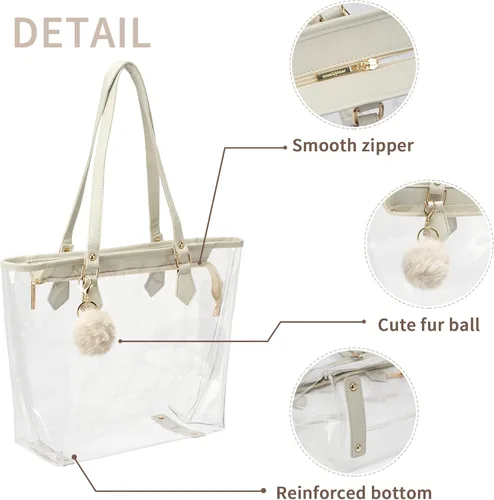 Miniatura 6 de Bolso de hombro transparente grande con colgante de felpa