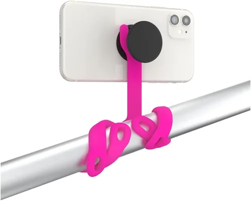 Miniatura 5 de PopSockets: Soporte y soporte flexible para teléfono, soporte de trípode para teléfono, soporte universal para dispositivo - rosa intenso Puesta