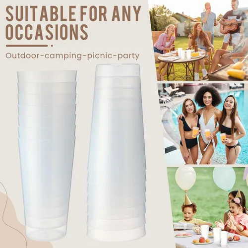 Miniatura 4 de Uiifan 54 vasos de plástico de 18 onzas reutilizables para vasos de verano, aptos para lavavajillas, apilables, irrompibles, grandes para cocina