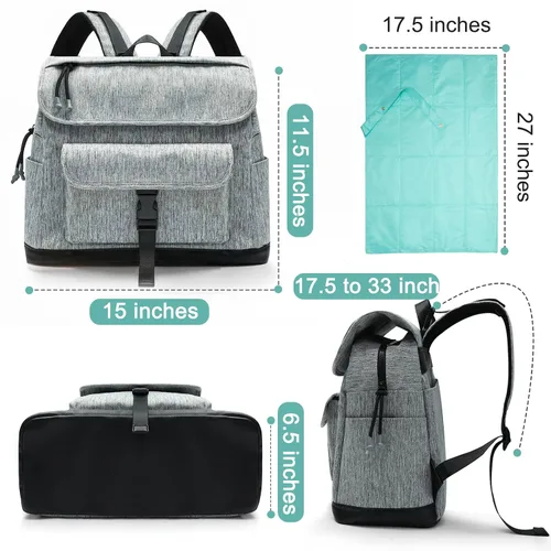 Miniatura 8 de MOMINSIDE Mochila para pañales, mochila de cuero para mamá papá, bolsa de viaje grande para niños y niñas, se adapta a portátiles de 15 pulgadas, 4