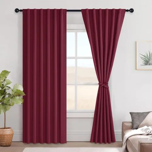 Miniatura 143 de Hiasan Cortinas opacas negras para dormitorio, cortinas opacas cortas de 45 pulgadas de largo, con aislamiento térmico, bolsillo para barra