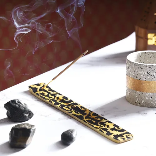 Miniatura 3 de Bless-International Quemador Tradicional Hecho a Mano de Madera Portaincienso Soporte Recogecenizas para Aromaterapia-Meditación-Yoga