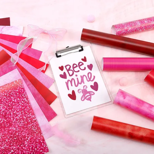 Miniatura 6 de Vinilo Permanente Rosa Fucsia - 16 hojas 12"x10" Textura Rosa Roja Vinilo Adhesivo Permanente para Tazas DIY Tonos Rosa Calcomanía Autoadhesiva