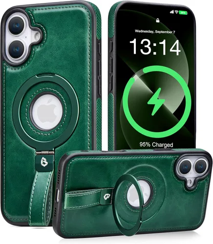 Miniatura 23 de Butaiga - Funda para iPhone 12 Pro Max con correa de cuero, soporte de anillo, color negro Finger Loop, Relieve Smartphone Pinky Strain