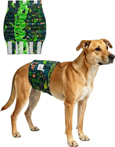 Miniatura 18 de CuteBone - Pañales lavables para perro macho, banda abdominal, paquete de 3 unidades, color negro, modelo DM54XS