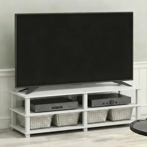 Miniatura 12 de Furinno Turn-N-Tube - Soporte de impresora con almacenamiento, mesa de impresora de 2 niveles, soporte de impresora debajo del escritorio, para CPU