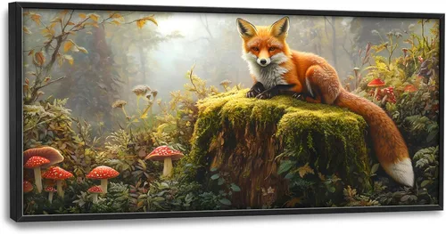 Miniatura 84 de Cuadros Grandes Enmarcados Arte de Pared para Sala de Estar, Lobos del Bosque Decoración de Pared de Gran Tamaño Lobo Animal Impresión en Lienzo