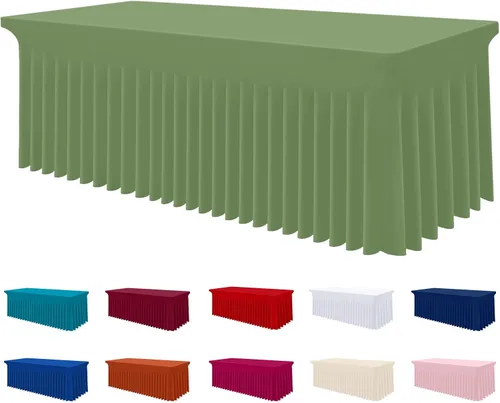 Miniatura 18 de Smiry Mantel de Spandex, Mantel Elástico Ajustable Extensible para Mesas Rectangulares de 6 Pies, Falda Cubierta de Mesa Impermeable y Lavable
