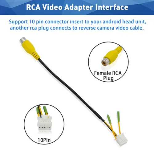 Miniatura 3 de Android Car Stereo Radio RCA Plug 10 Pin Radio Backup Cámara RCA Adaptador de cableado Cable conector