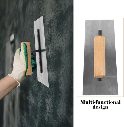 Miniatura 5 de Housoutil Paleta de mano resistente Paleta de hormigón Mango de madera Herramientas de albañilería para yeso