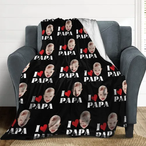 Miniatura 2 de D-Story Mantas faciales personalizadas, regalo personalizado con fotos para papá, día del padre