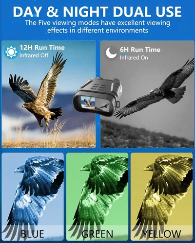 Miniatura 4 de Gafas de visión nocturna 4K, binoculares, regalo para hombres y adultos, zoom digital 8X, potente luz IR ajustable, visión de hasta 1312 pies
