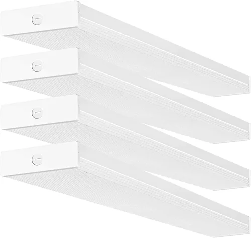 hykolity Paquete de 4 luces LED envolventes de 40 W y 4 pies para garaje, [2 lámparas equivalentes fluorescentes de 32 W] 4400 lm 4000 K, lámpara de