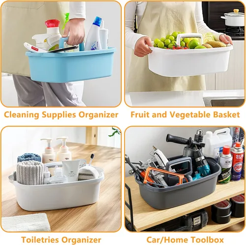 Miniatura 4 de Goderewild Organizador de limpieza de plástico multiusos con asa, organizador de ducha, cesta de almacenamiento, bolsas portátiles para suministros