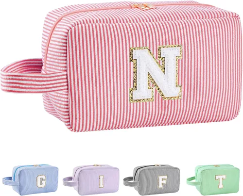 Miniatura 154 de Regalos personalizados para mujeres, bolsa de maquillaje con inicial, bolsa de maquillaje de viaje, bolsa de cosméticos, bolsa de artículos