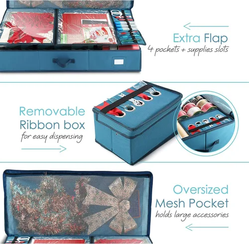 Miniatura 6 de Hearth & Harbor - Bolsa de almacenamiento para árbol de Navidad de 7.5 pies, contenedor organizador de almacenamiento de papel de regalo y caja