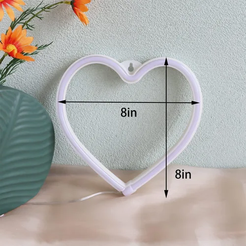 Miniatura 4 de Letrero de neón con forma de corazón, luz blanca fría, funciona con pilas o USB, luz de neón LED para fiesta, bonita decoración del día de San