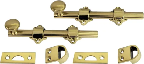 Miniatura 18 de QCAA Perno de puerta holandés de latón macizo, 36 ", latón pulido lacado, 1 paquete, hecho en Taiwán 35.8 in - Latón pulido lacado