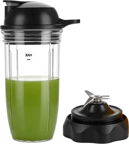 Miniatura 7 de Cuchilla extractora de repuesto con mango personal de 24 onzas y tapa para llevar Nutribullet Select 1200 y licuadora Combo
