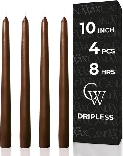 Miniatura 38 de CANDWAX Paquete de 4 velas cónicas blancas, sin goteo, de combustión lenta, sin perfume, de 12 pulgadas, ideales para mesa de comedor, candelabros