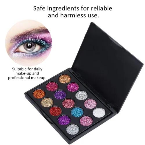 Miniatura 4 de Paleta de sombras de ojos, paleta de sombras de ojos con purpurina de 15 colores para cosplay, maquillaje de ojos, sombra de ojos brillante, polvo