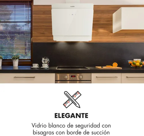 Miniatura 2 de Klarstein Campana extractora de cocina, pared con filtro, aluminio anti-grasa para lavavajillas, flujo de aire 607m³/h, LED, controles táctiles