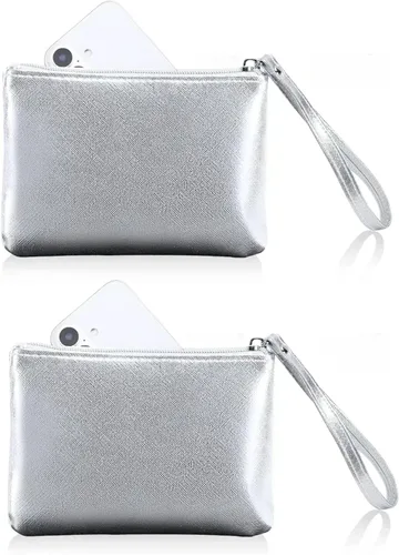 Miniatura 17 de Paquete de 2 pequeñas bolsas de maquillaje con cremallera para bolso, lápiz labial, organizador de maquillaje de viaje para mujeres, productos Negro