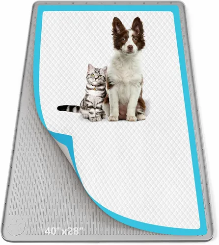 Miniatura 14 de Soporte para orina para perros, 51 x 25.6 pulgadas, de silicona, a prueba de fugas, borde alto, antiderrames, para cachorros, gatos, conejos