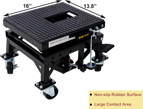 Miniatura 4 de Gato hidráulico de tijera para motocicleta de 300 libras, escalón de pie con 4 ruedas para motocicletas de cross pequeñas, soporte de gato