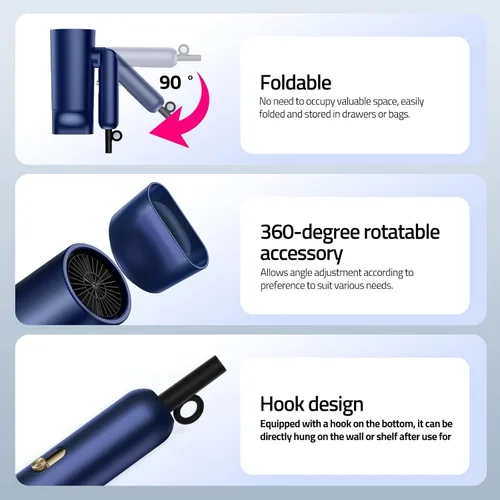 Miniatura 4 de CONFU Secador de pelo difusor para cabello rizado, secado rápido de 1500 W con difusor para mujeres, secador de pelo de iones negativos compacto