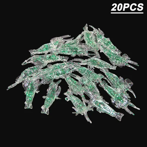 Miniatura 5 de Cebos de señuelo de camarones suaves, 20 cebo de camarón artificial, señuelos de pesca con brillo, 2.0 in, kit de gambas de gambas de silicona