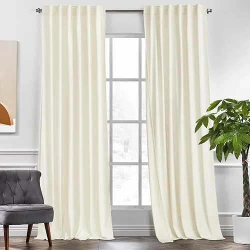 Miniatura 8 de KGORGE Cortinas de terciopelo verde cazador con pliegues pinzados de 84 pulgadas, con aislamiento térmico para oscurecer habitaciones, con anillas