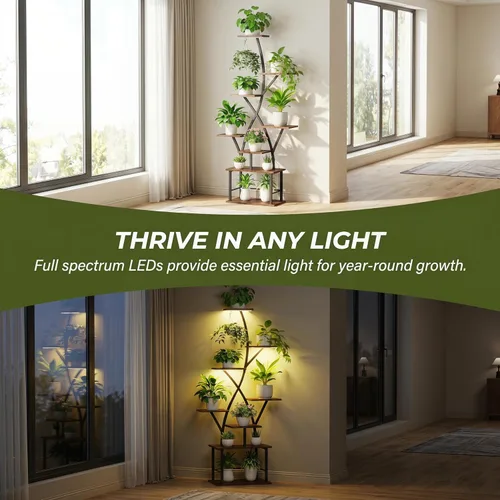 Miniatura 3 de Quikraen Soporte para plantas de interior con luces de cultivo de 64 pulgadas de alto, estante de plantas iluminado en esquina para cultivo