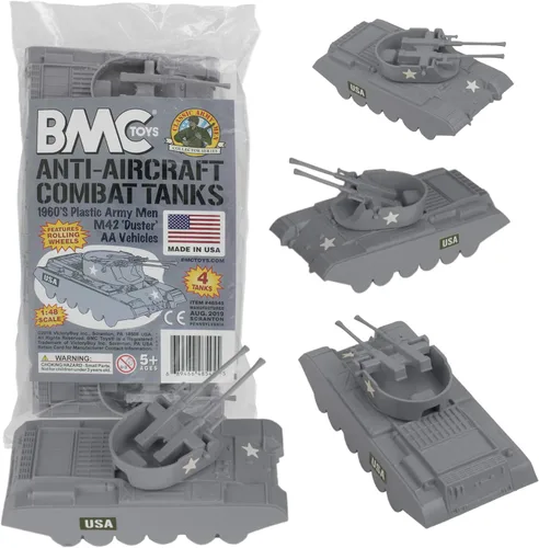Miniatura 2 de BMC Classic Payton Anti-Aircraft Tanks - 4 piezas de vehículos de hombres del ejército de plástico negro