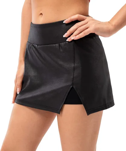 Lavento Falda atlética para mujer de 13.5 pulgadas, falda activa acanalada dividida con faldas de tenis integradas, faldas de golf