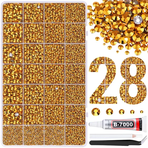 30000 diamantes de imitación de resina para deslumbrar con pegamento de joyería B7000, gemas de imitación doradas para manualidades, ropa, vasos,