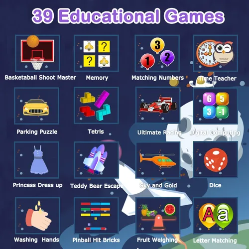 Miniatura 3 de Cosjoype Relojes inteligentes para niños de 3 a 12 años, con 39 juegos de rompecabezas, cámara de video HD, reproductor de música, tarjetas