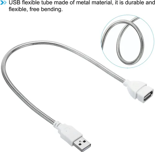 Miniatura 6 de PATIKIL Luces nocturnas USB, 6 piezas de 1 W, 3 cuentas de lámpara LED con 13.8 in macho a hembra, cables flexibles de cuello de cisne