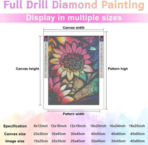 Miniatura 5 de Kits de pintura de diamantes de flores para adultos principiantes – 5D DIY Kit de arte de diamantes redondos con acuarela, flores y puntos